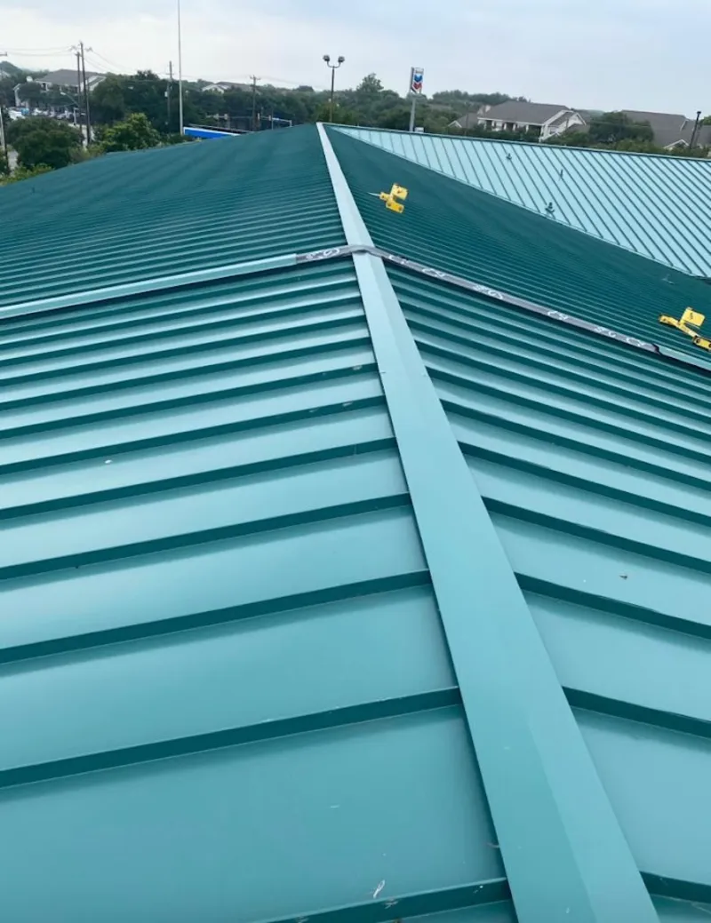 Green commercial metal roof ridge and valley for Metal Roof Repair in Allentown